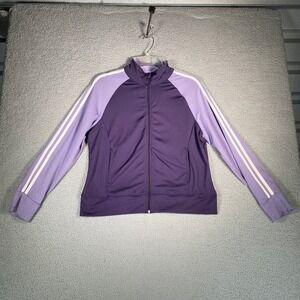 AthleTech Concord Soft Orchid Purple Track Jacket Full Zip Athletic Stripes Sz L